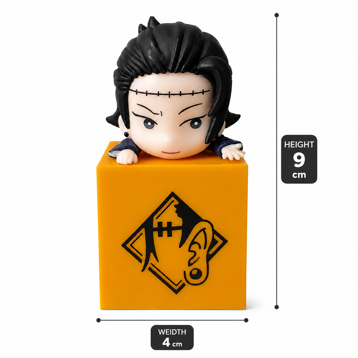 Figurine | Jujutsu Kaisen | Chibi Geto peeking  over an orange display block